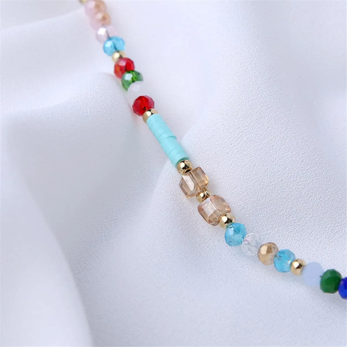Blue Acrylic & 18K Gold-Plated Beaded Anklet