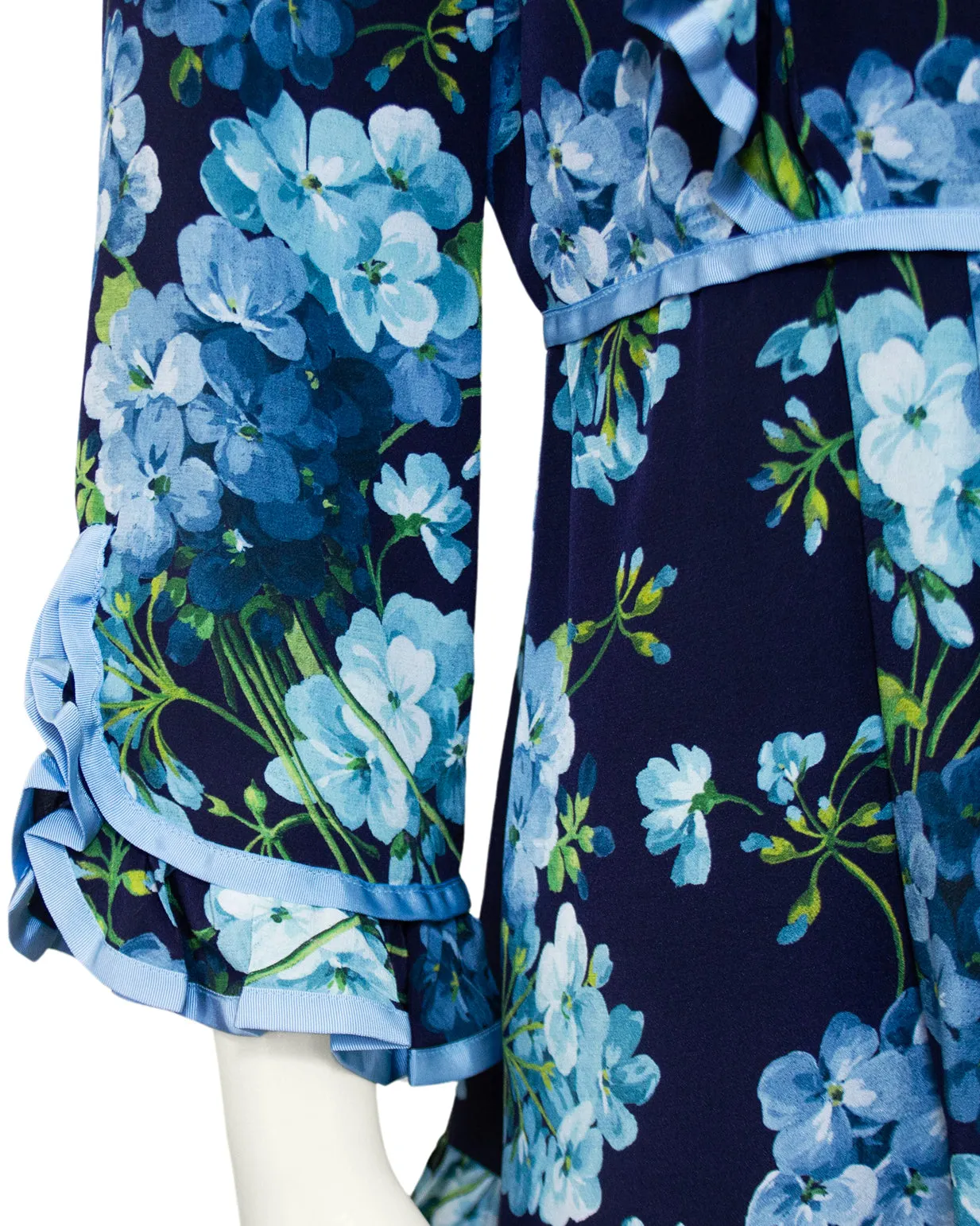 Blue Alessandro Michele Floral Silk Dress