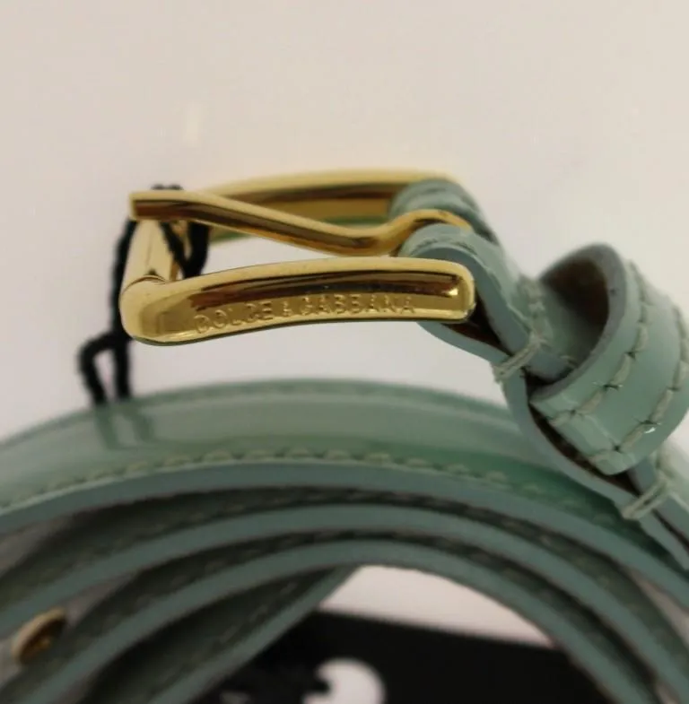 Blue Leather Logo Charm Belt