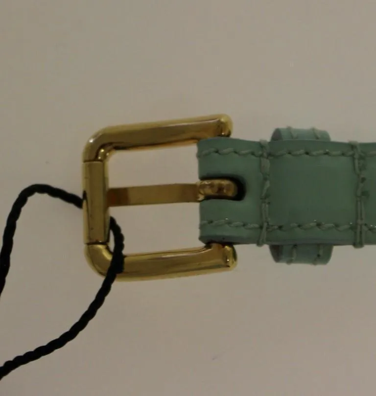 Blue Leather Logo Charm Belt