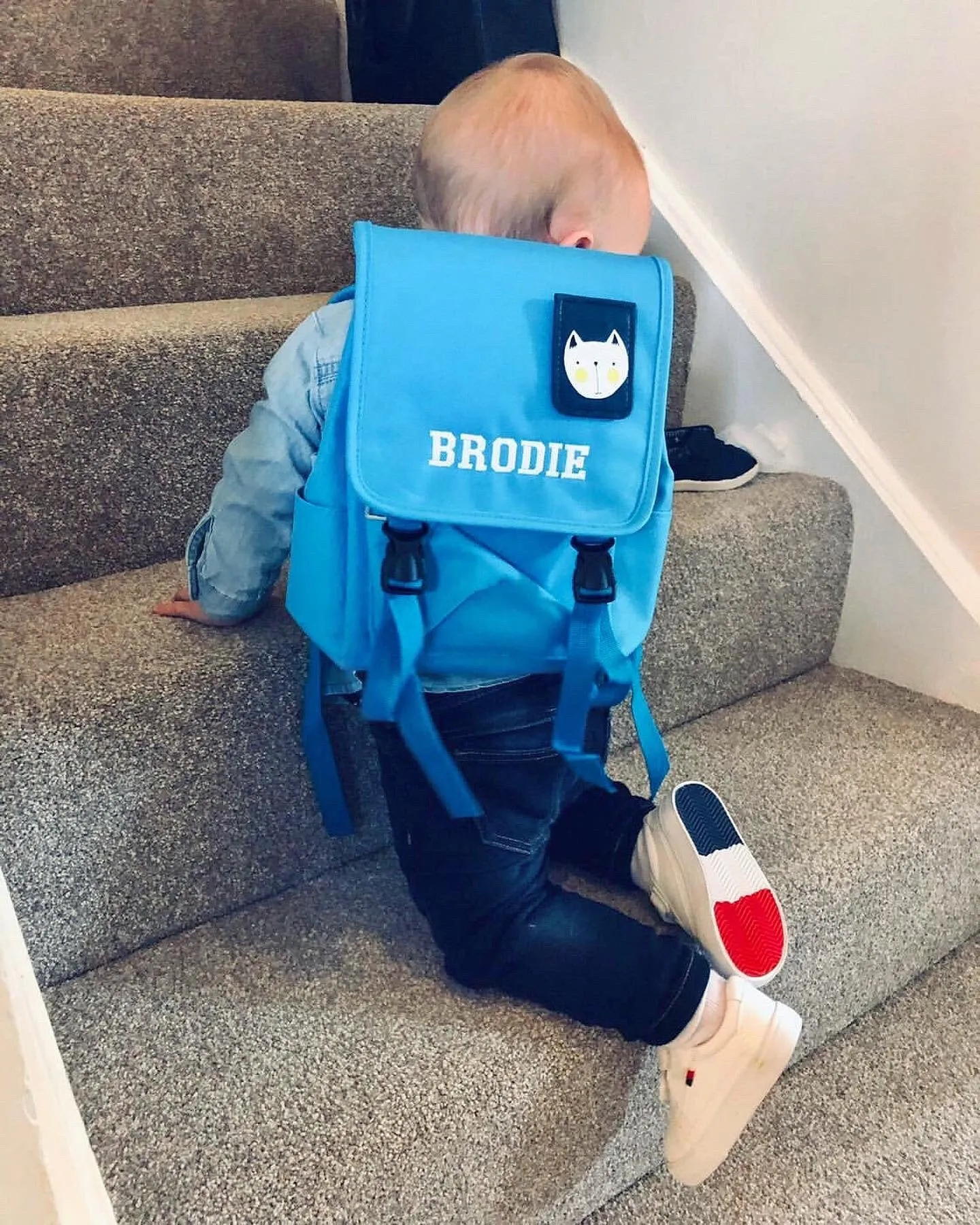 (Blue) Personalised Unisex Mini Dog Nursery School Backpack Rucksack Bag
