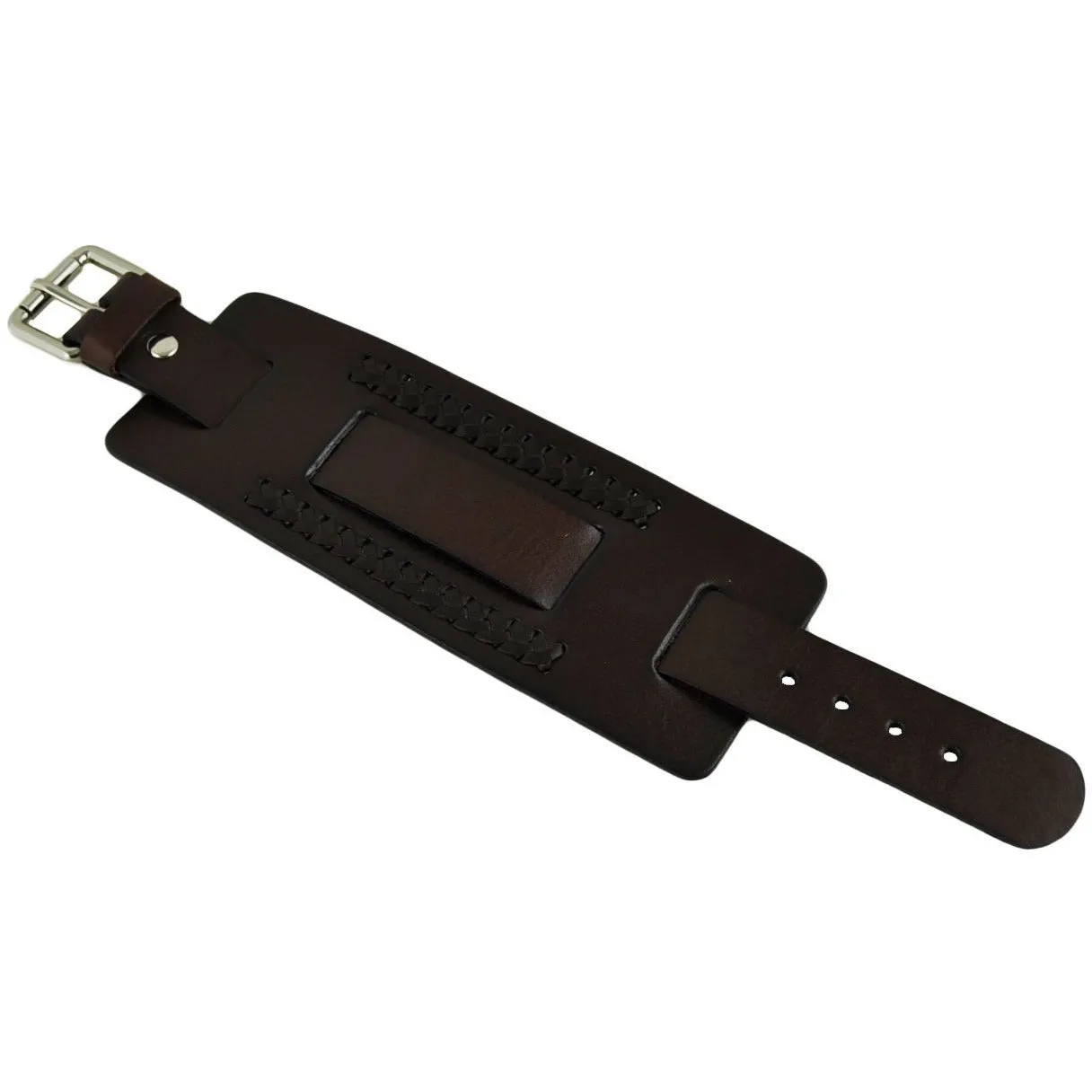 BNWA011B teardrop Stainless Steel Triangle watch with Brown weaved leather cuff band