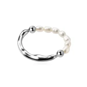 Boho & Mala Beaded Pearl Sterling Silver Ring R1010