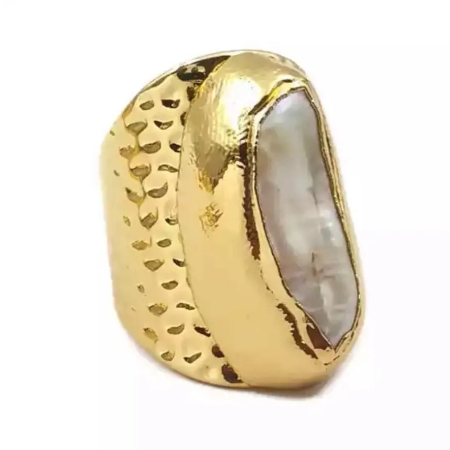 Boho & Mala Natural Freshwater Pearl Statement Ring R1090