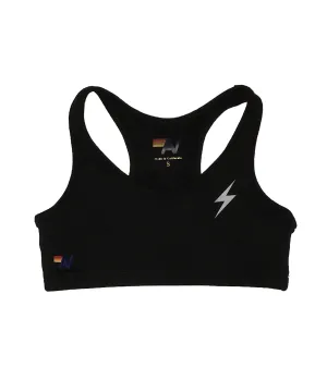 BOLT SPORTS BRA - BLACK // BLUE STRIPES