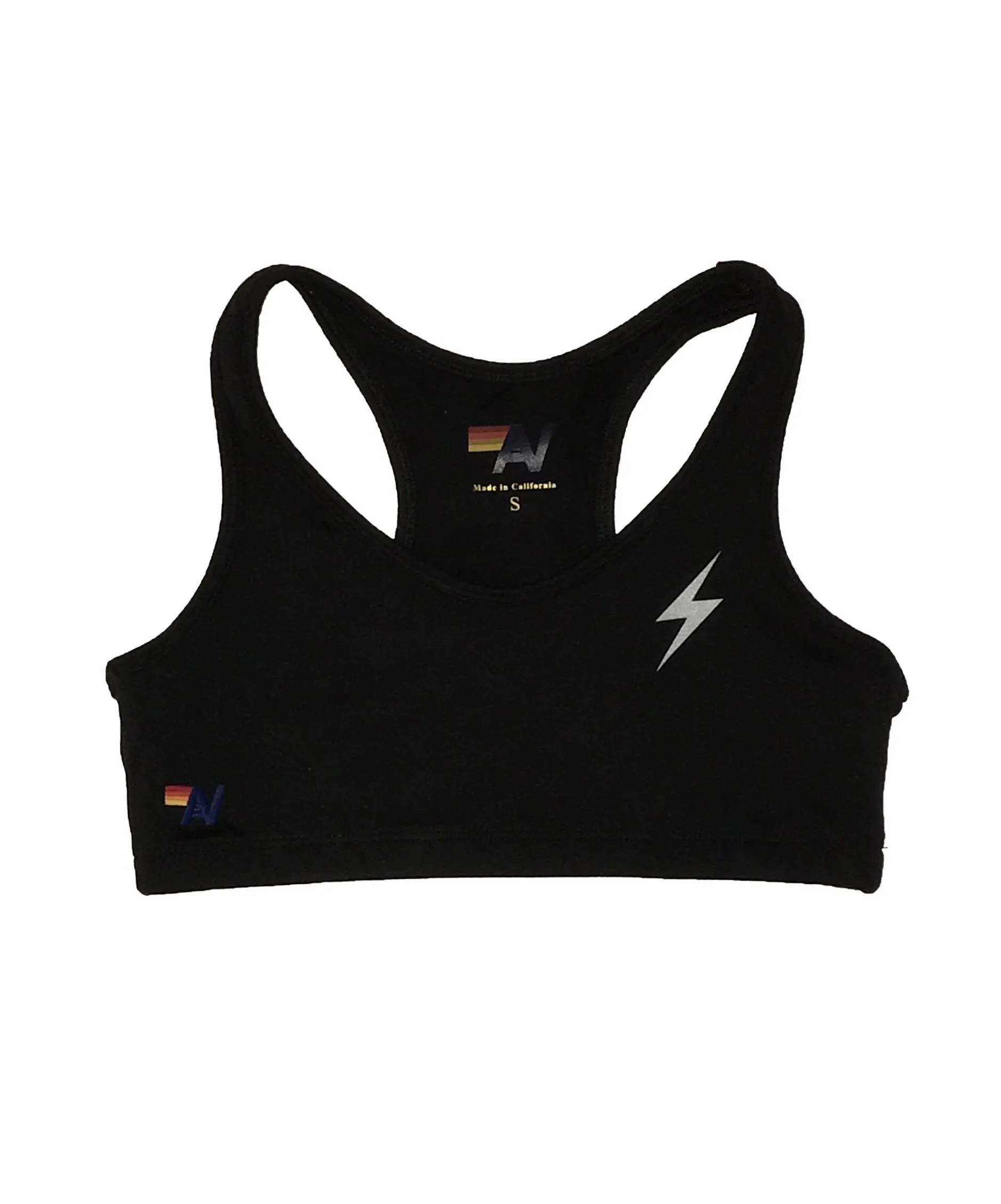 BOLT SPORTS BRA - BLACK // BLUE STRIPES