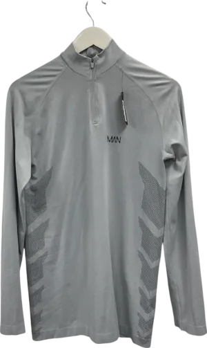 boohooMan Grey Man Active Seamless Fit 1/4 Zip Top UK M