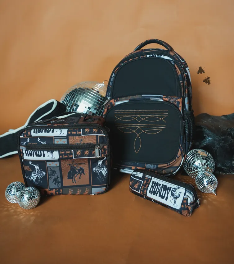 Boot Stitch Howdy Backpack, Lunchbox, or Pencil Pouch