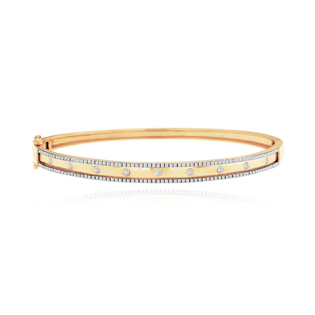 Border Pave Diamond Bangle