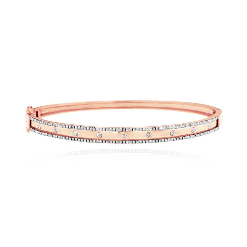 Border Pave Diamond Bangle