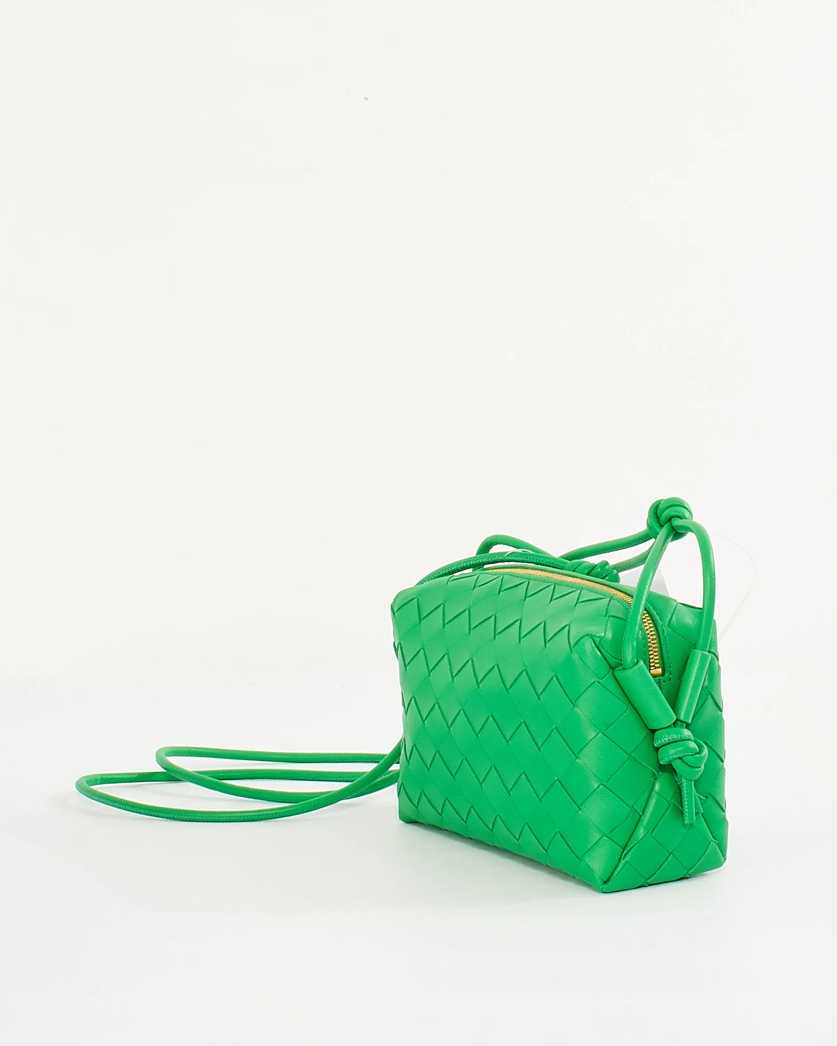 Bottega Veneta "Parakeet" Green Leather Mini Loop Camera Crossbody Bag