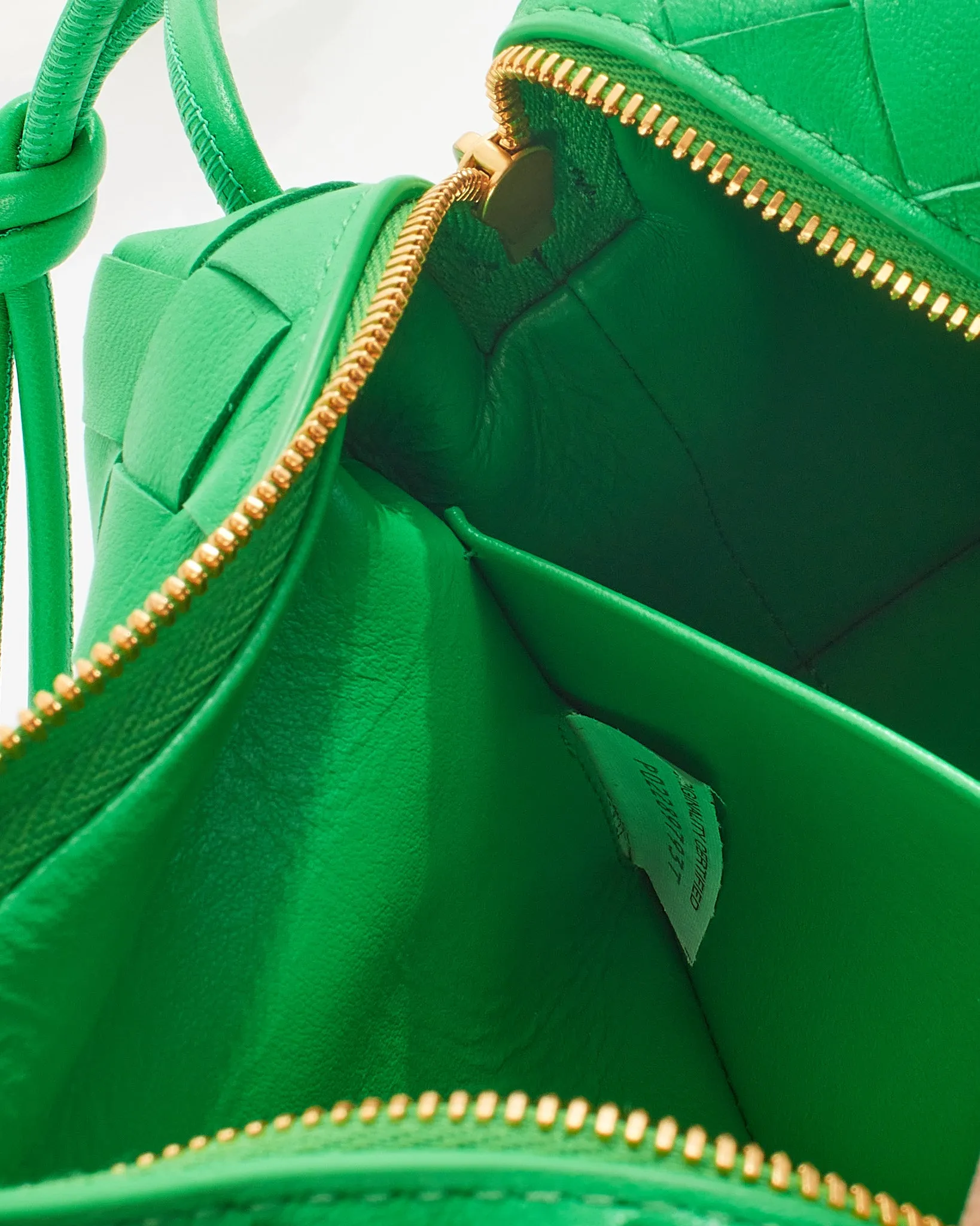 Bottega Veneta "Parakeet" Green Leather Mini Loop Camera Crossbody Bag