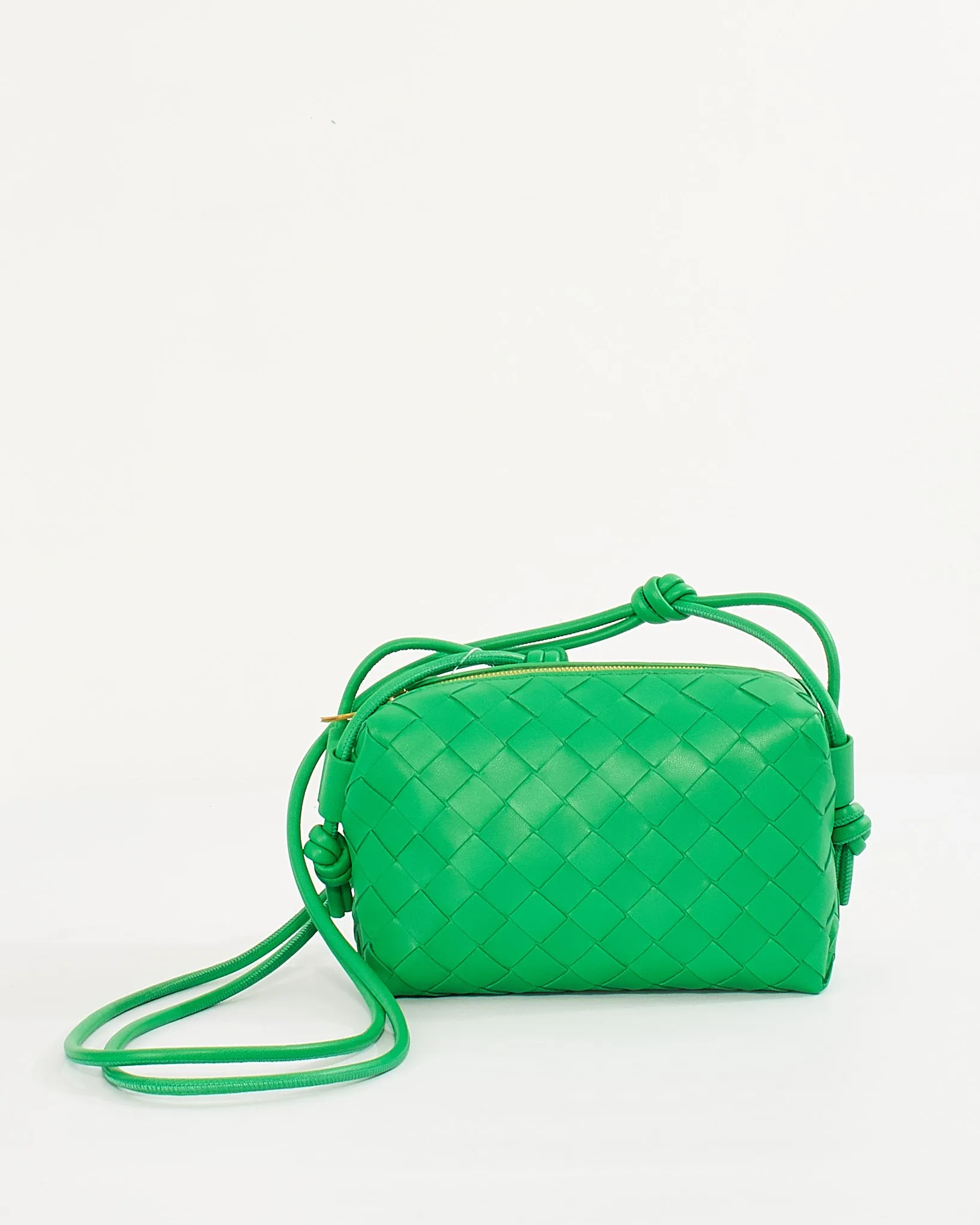 Bottega Veneta "Parakeet" Green Leather Mini Loop Camera Crossbody Bag
