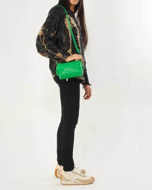 Bottega Veneta "Parakeet" Green Leather Mini Loop Camera Crossbody Bag