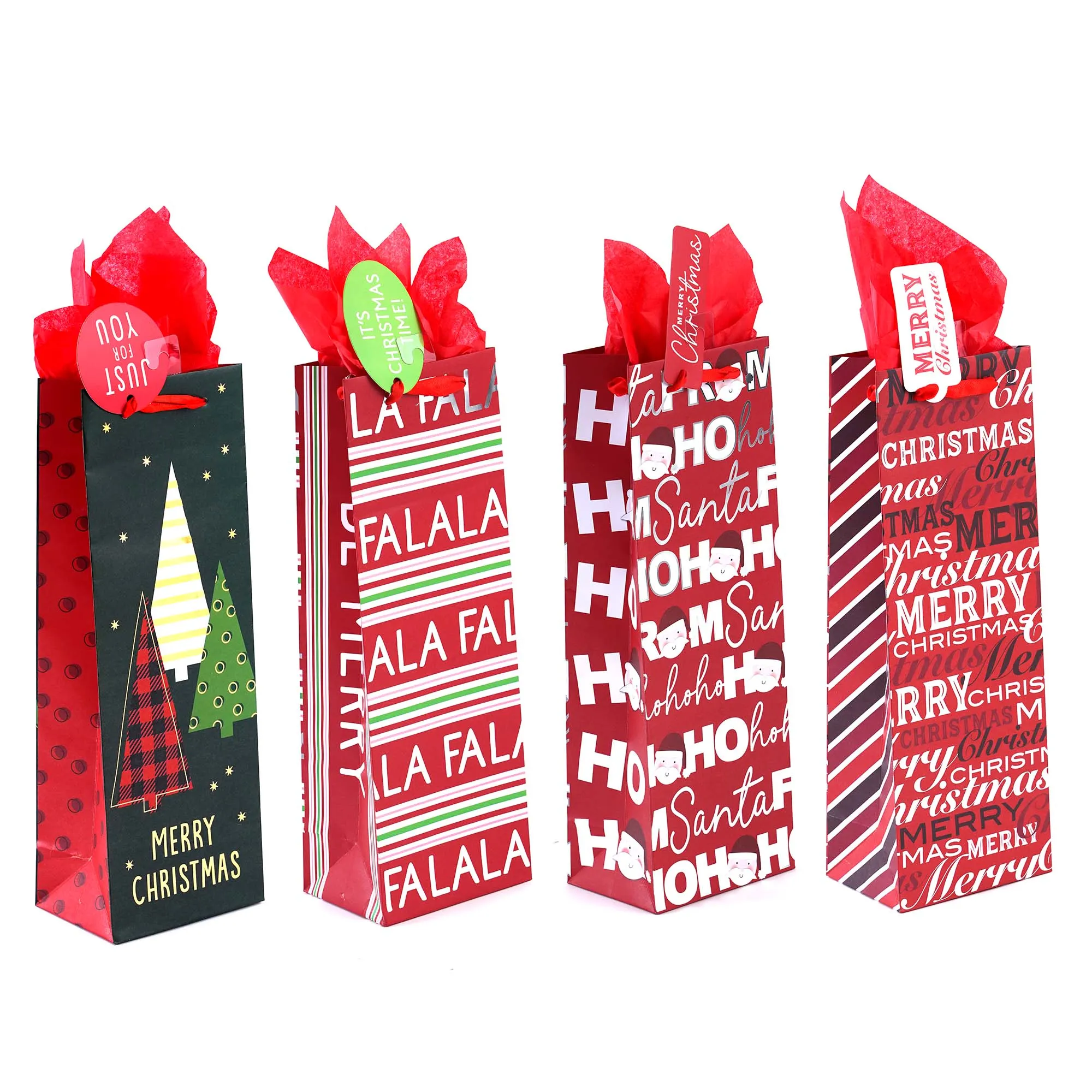 Bottle Sparkle Red Holiday Hot Stamp Bag, 4 Designs