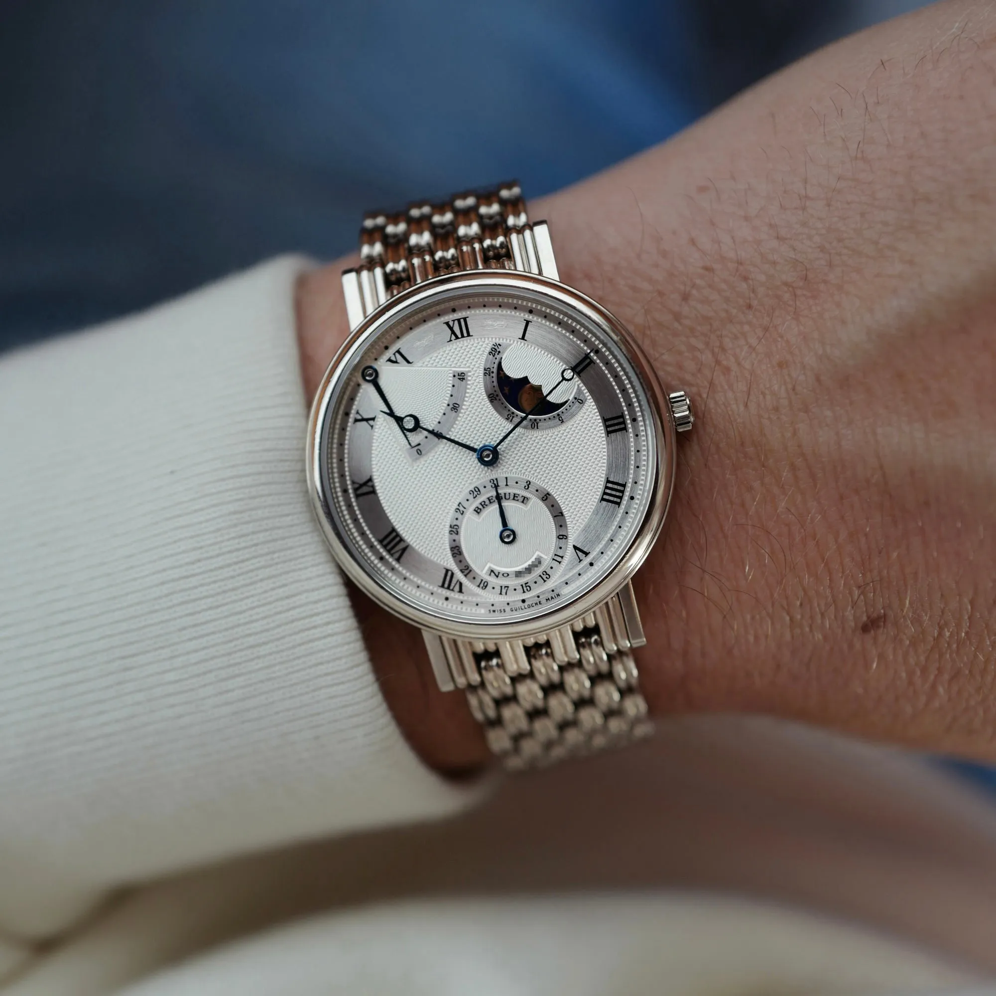 Breguet White Gold Power Reserve Moonphase Classique Ref. 3130 on Bracelet