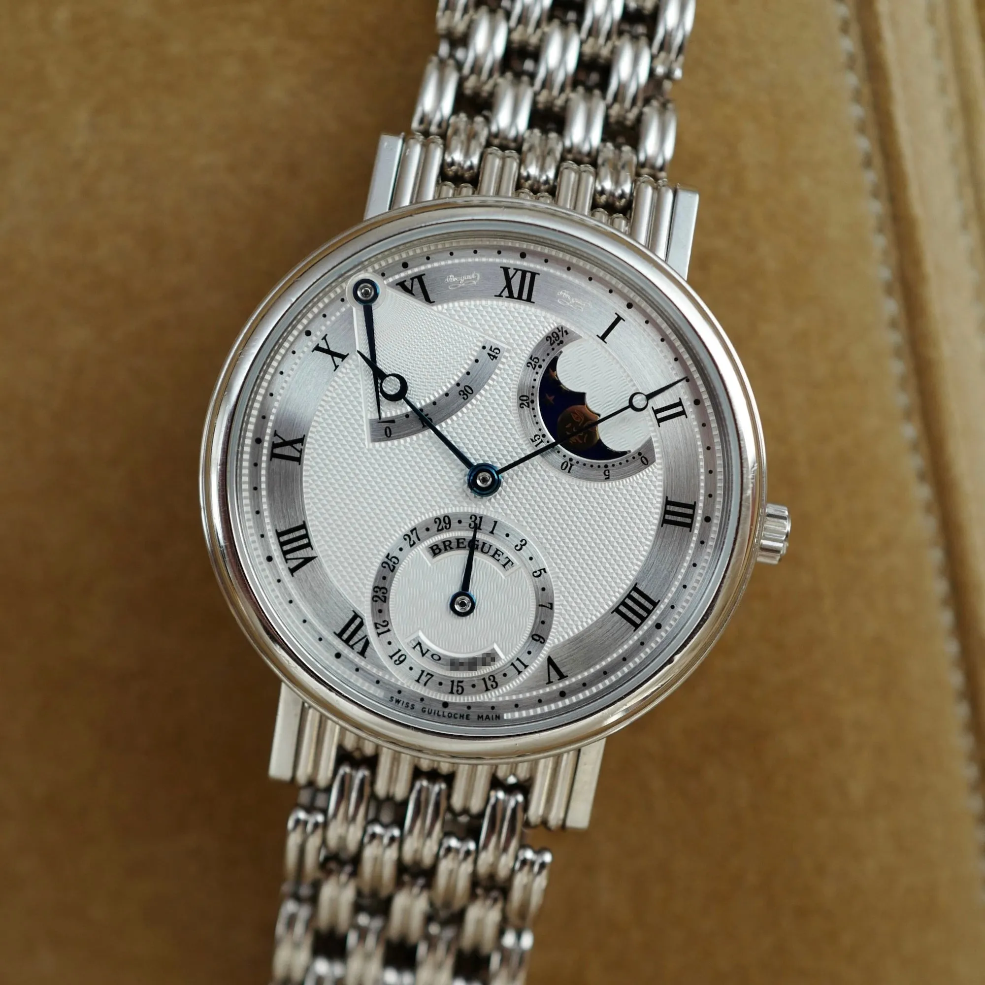 Breguet White Gold Power Reserve Moonphase Classique Ref. 3130 on Bracelet