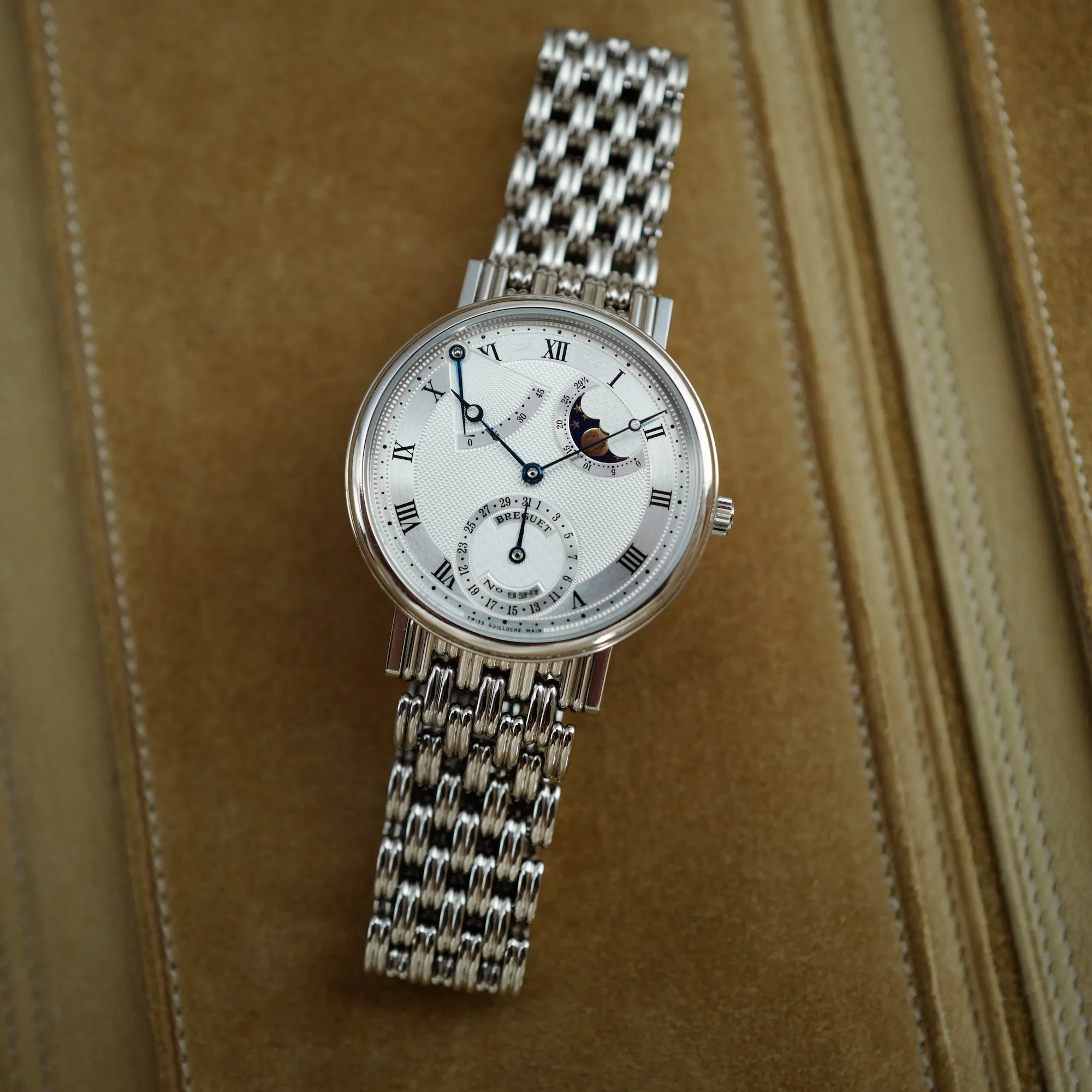Breguet White Gold Power Reserve Moonphase Classique Ref. 3130 on Bracelet