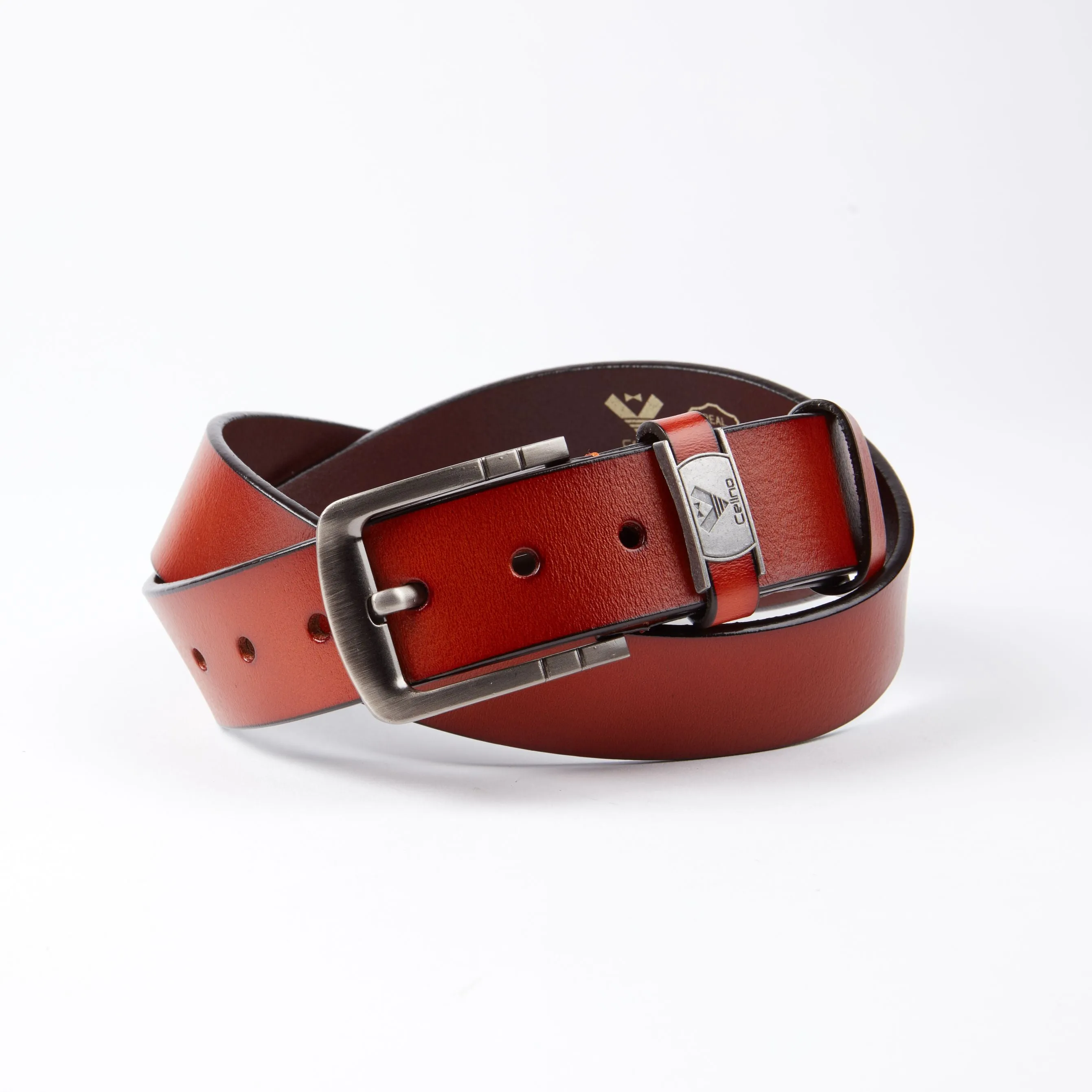 Brown Anti Scratch Mens Stainless Steel Designer Buckle Belt - Perfect Leather Dress Belt