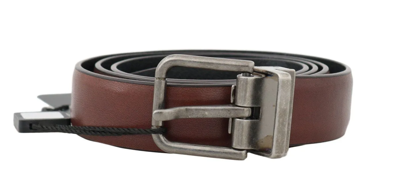 Brown Leather Gray Buckle Belt