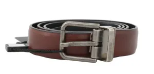Brown Leather Gray Buckle Belt