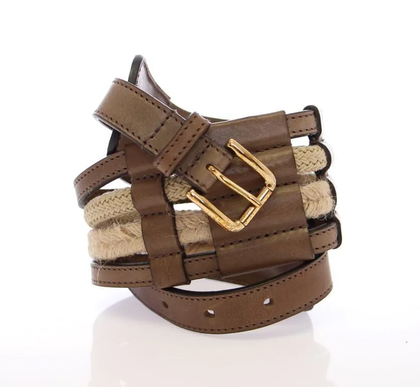 Brown Leather Logo Waist Belt