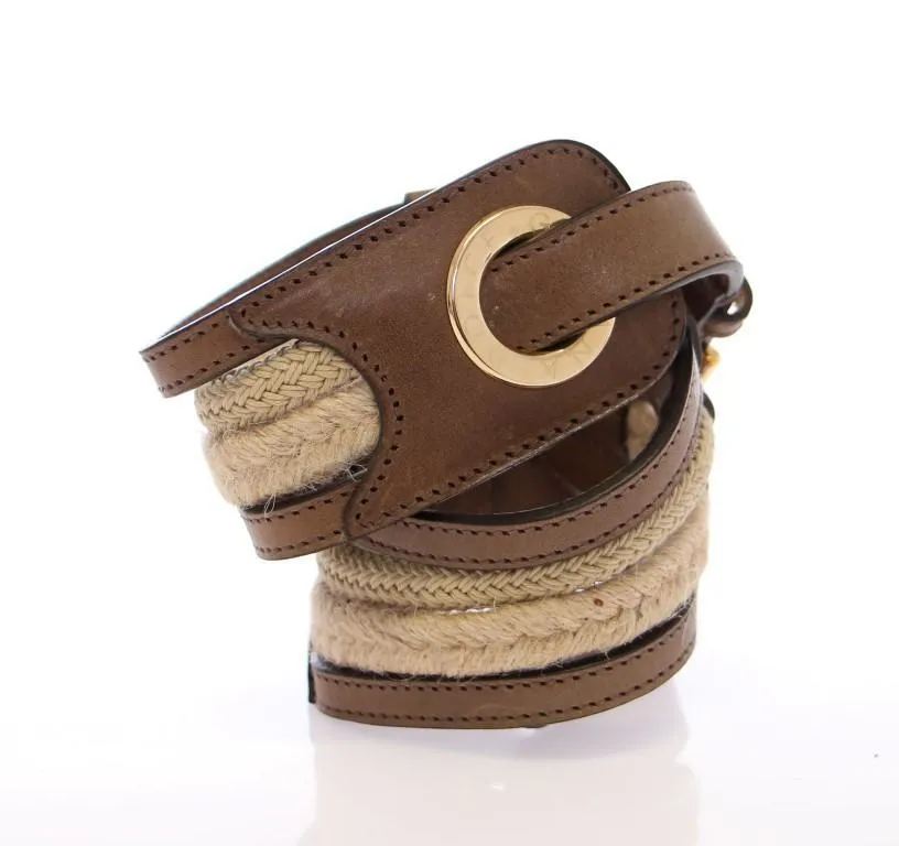 Brown Leather Logo Waist Belt