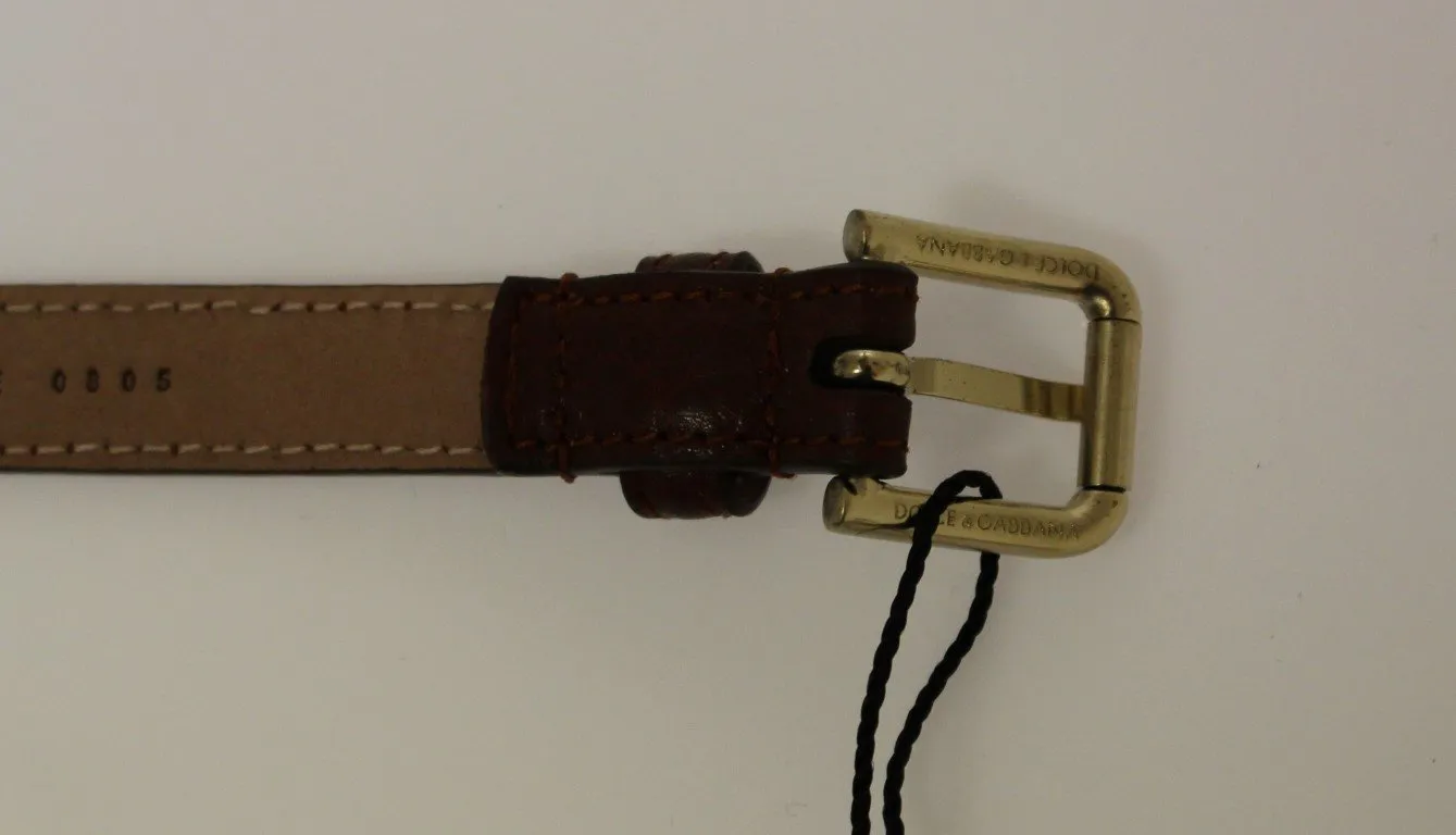 Brown Leather Skinny Belt