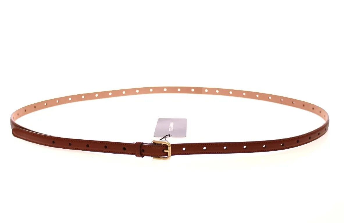 Brown Leather Skinny Belt