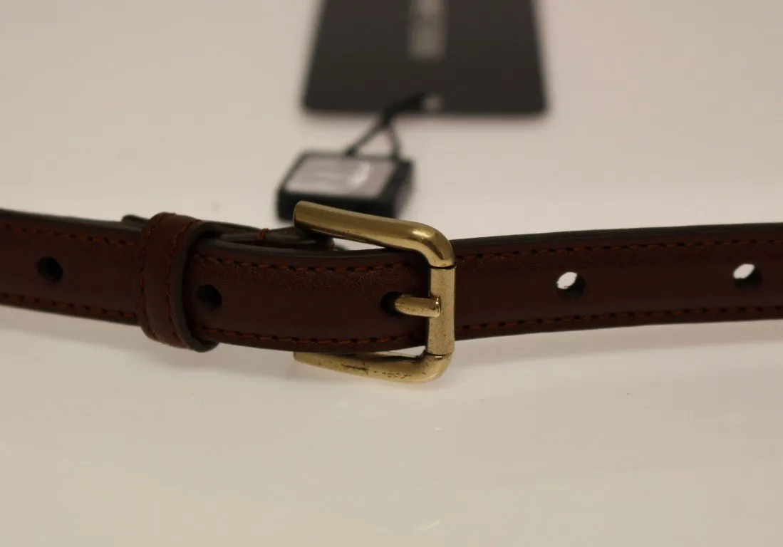 Brown Leather Skinny Belt