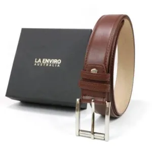 Brown Pleather Vegan Belt for Men by La Enviro - ﻿Vegan Belts Australia