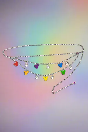 Buckle Down Products Disney Iridescent Rainbow Mickey Charm Chain Belt