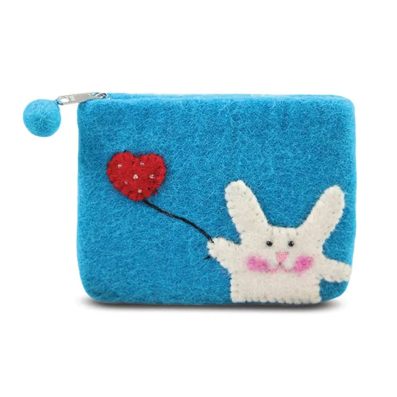 Bunny with Flying Heart Design Coin Purse