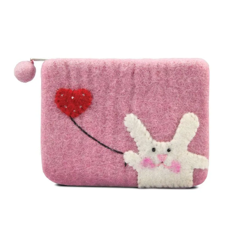 Bunny with Flying Heart Design Coin Purse