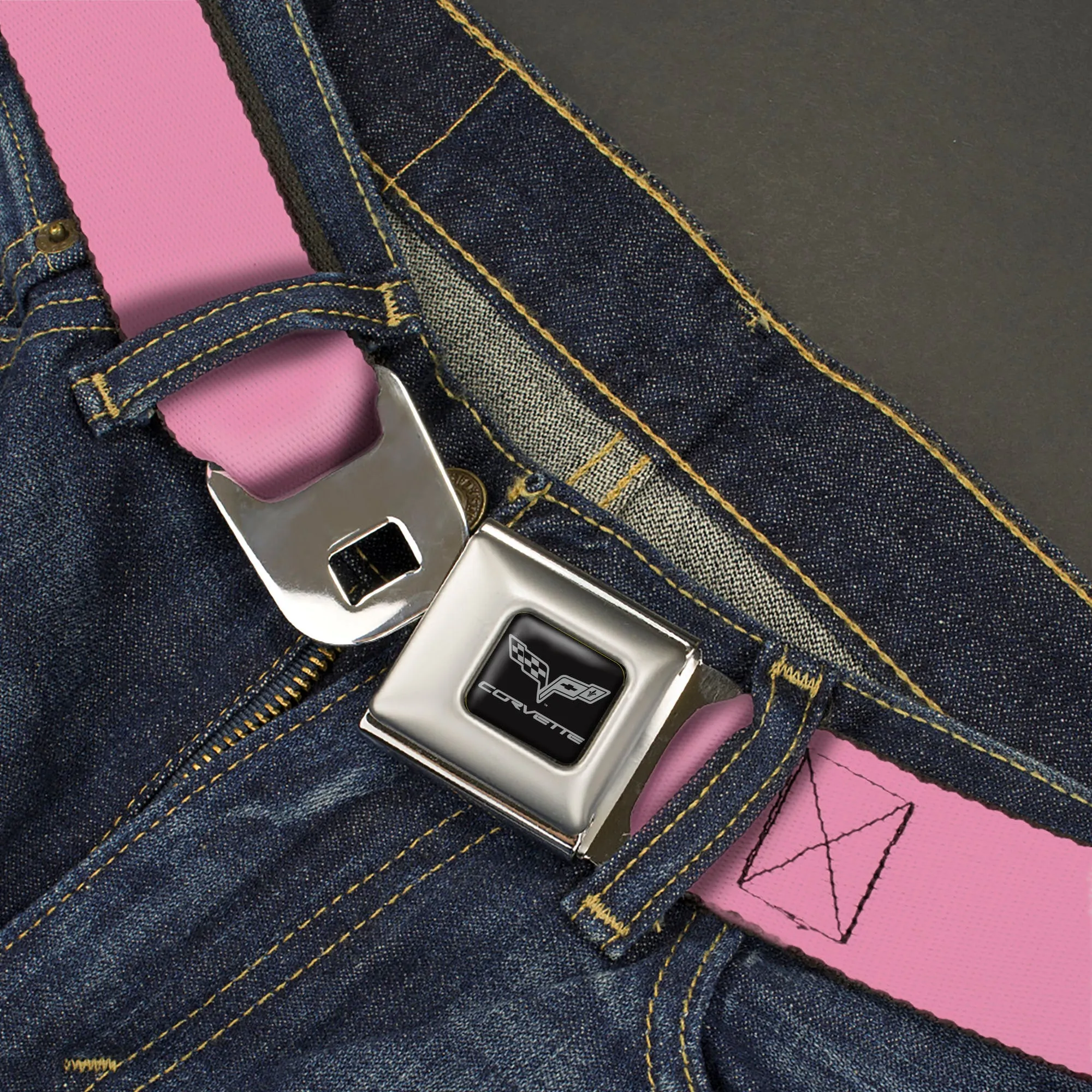 C6 Seatbelt Belt - Baby Pink Webbing