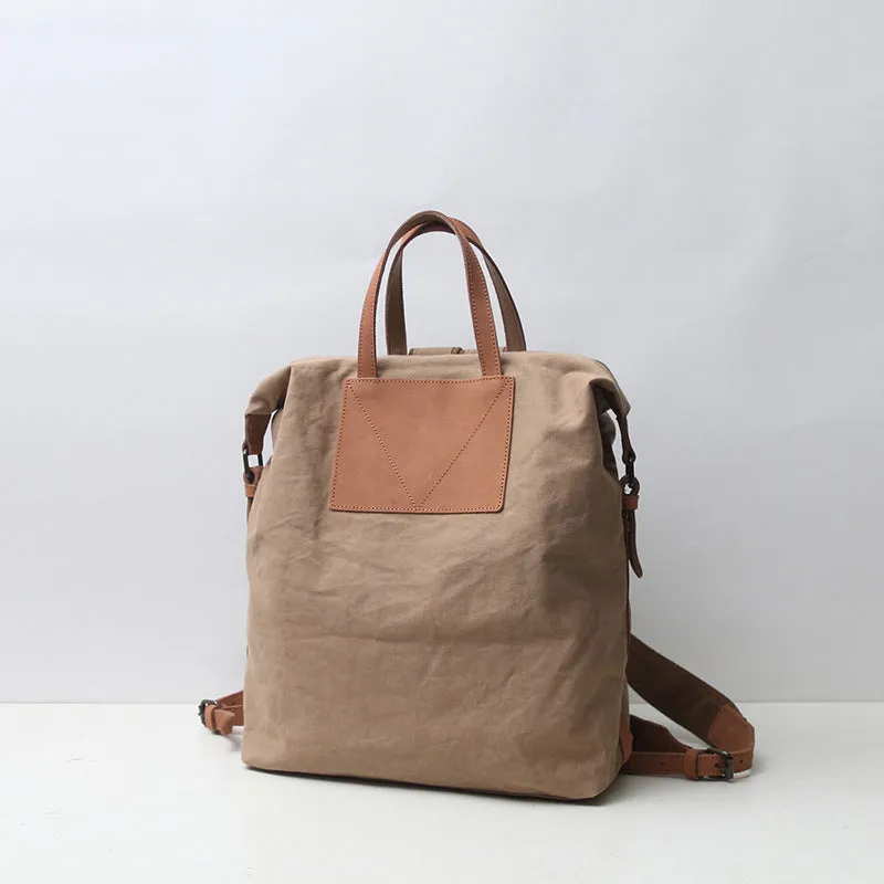 Canvas Backpack Canvas With Full Grain Leather Travel Backpack School Backpack Y8135