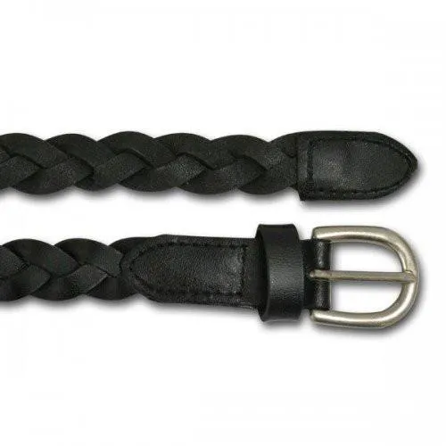 CAROL - Womens Black Genuine Leather Plaited Belt