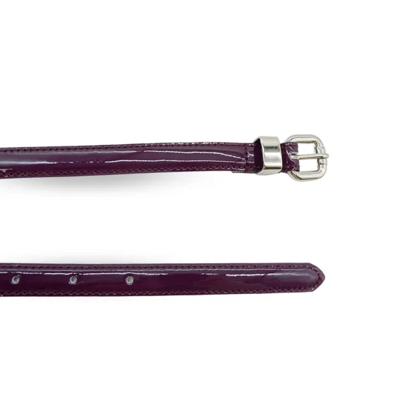 CARRIE -  Women's Purple Patent Skinny Leather Belt with Silver Buckle