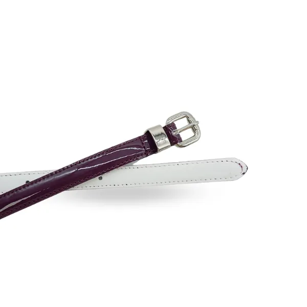CARRIE -  Women's Purple Patent Skinny Leather Belt with Silver Buckle
