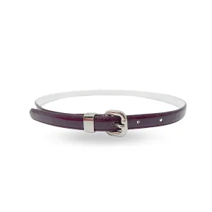 CARRIE -  Women's Purple Patent Skinny Leather Belt with Silver Buckle