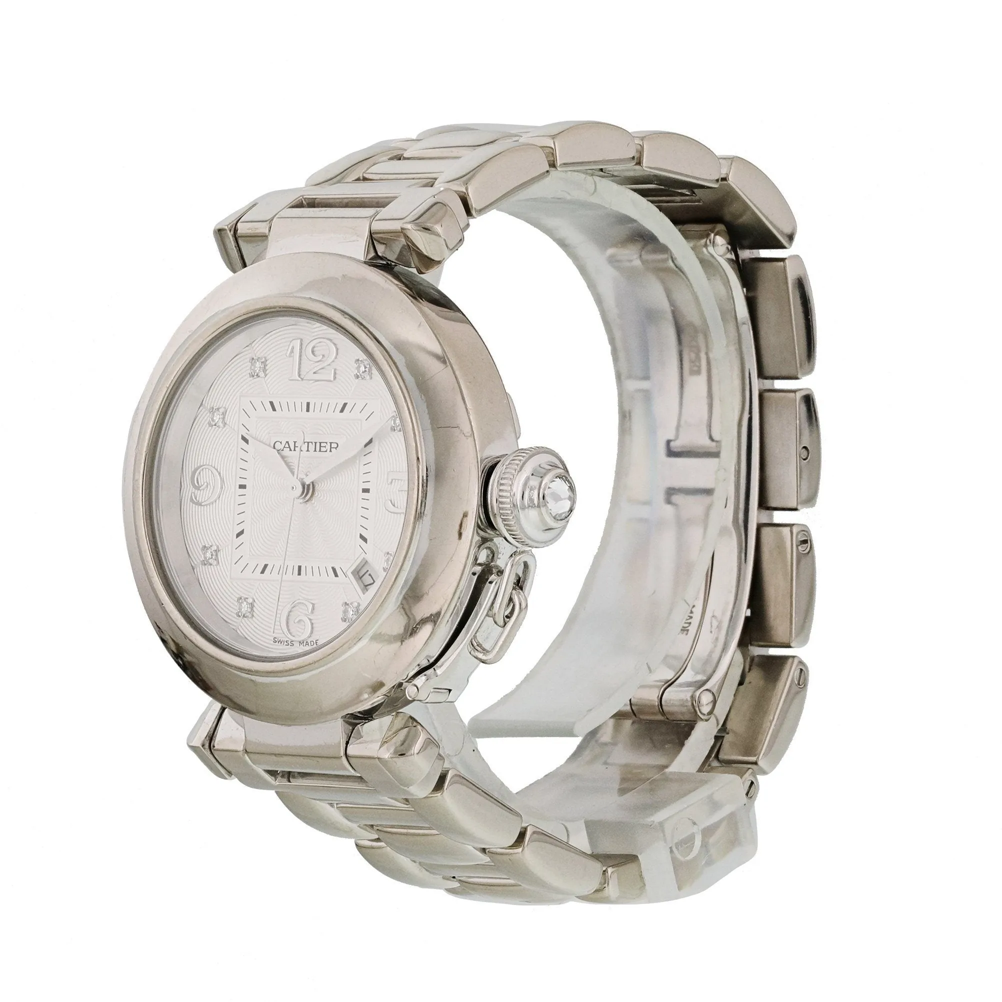 Cartier Pasha 2528 Diamond Dial 18k White Gold Ladies Watch
