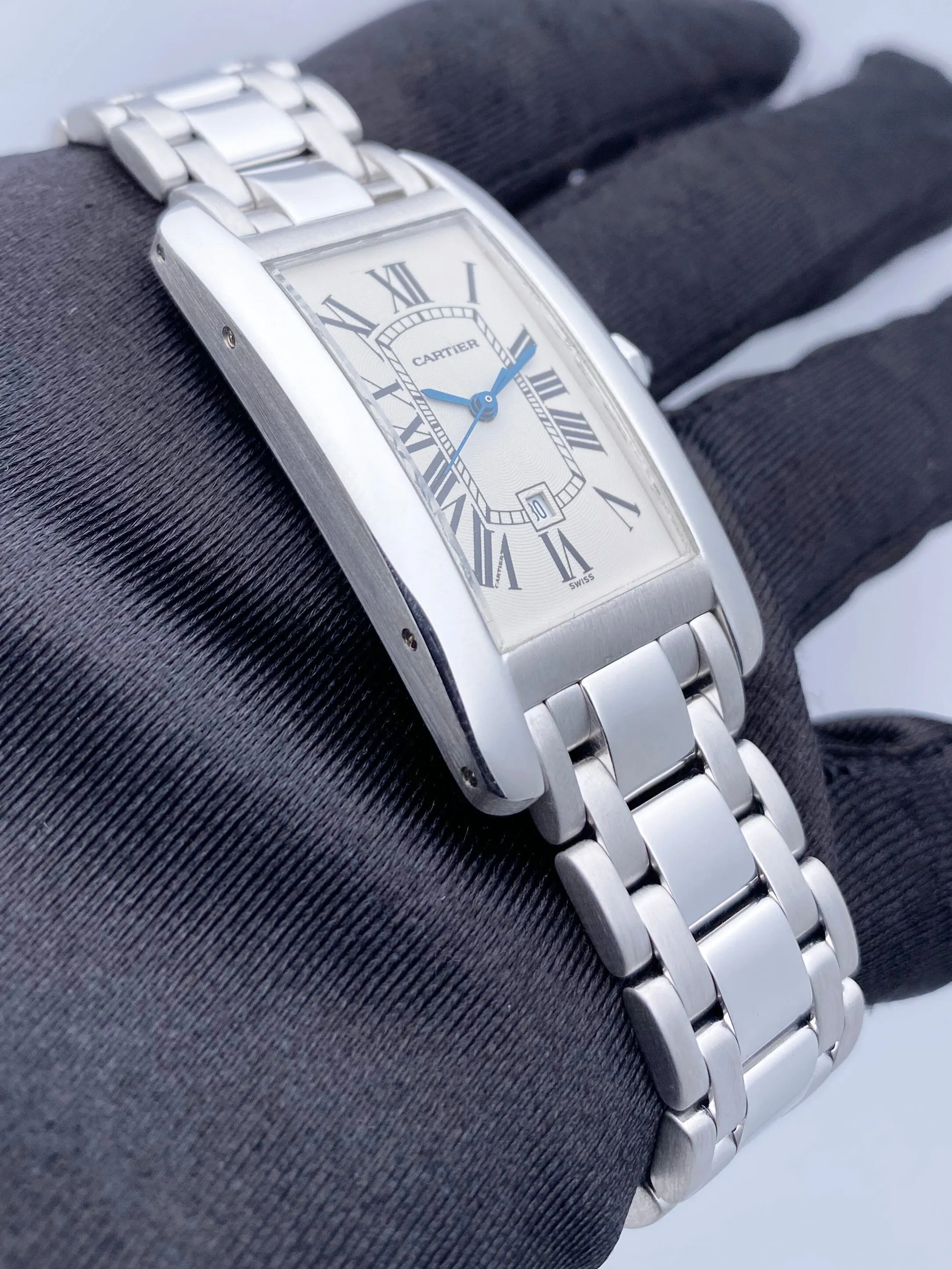 Cartier Tank Americaine W2603656 18K White Gold Automatic Watch