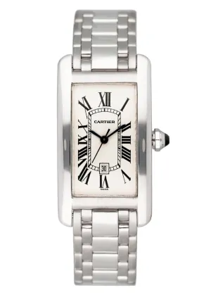 Cartier Tank Americaine W2603656 18K White Gold Automatic Watch