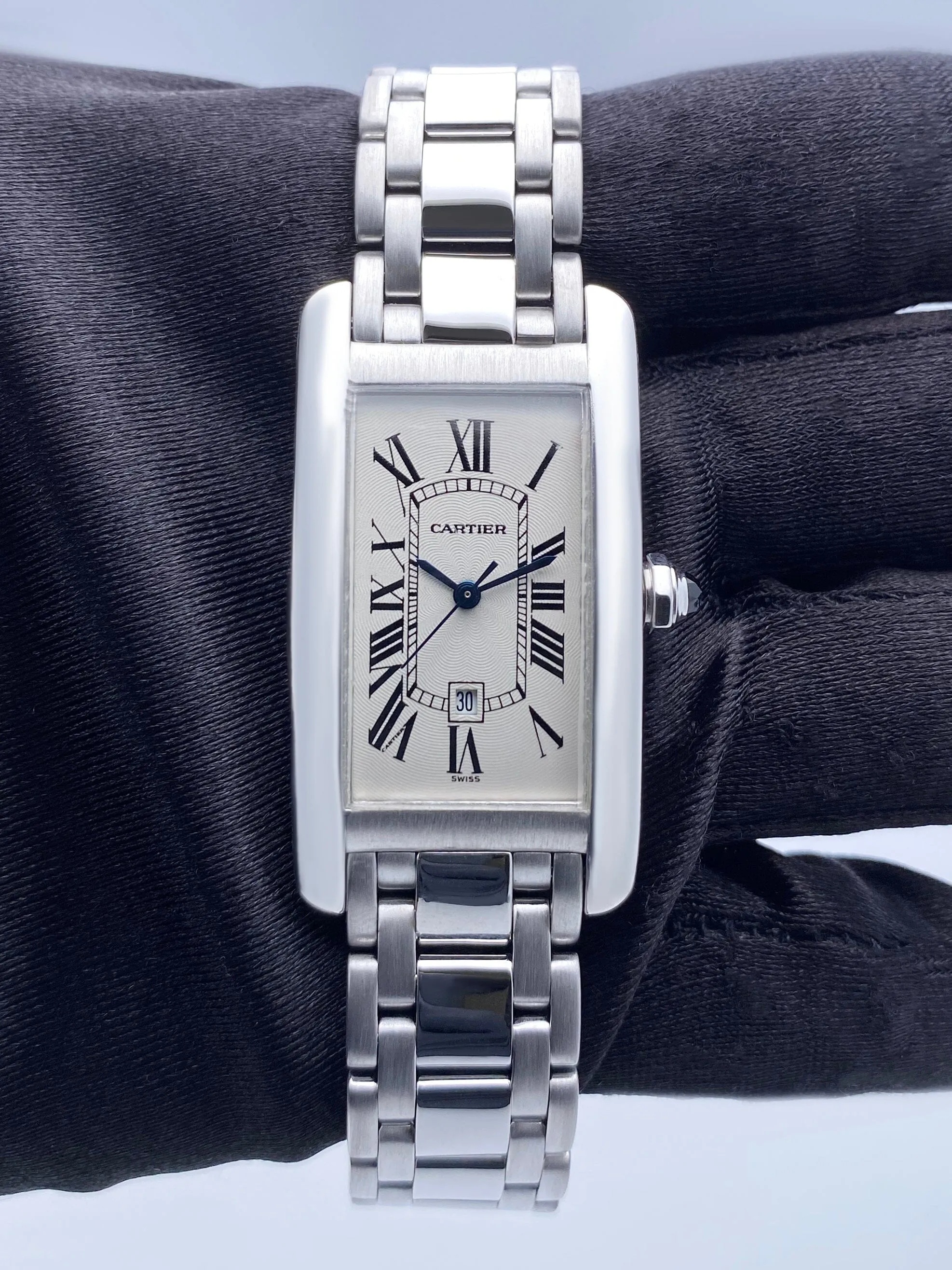 Cartier Tank Americaine W2603656 18K White Gold Automatic Watch