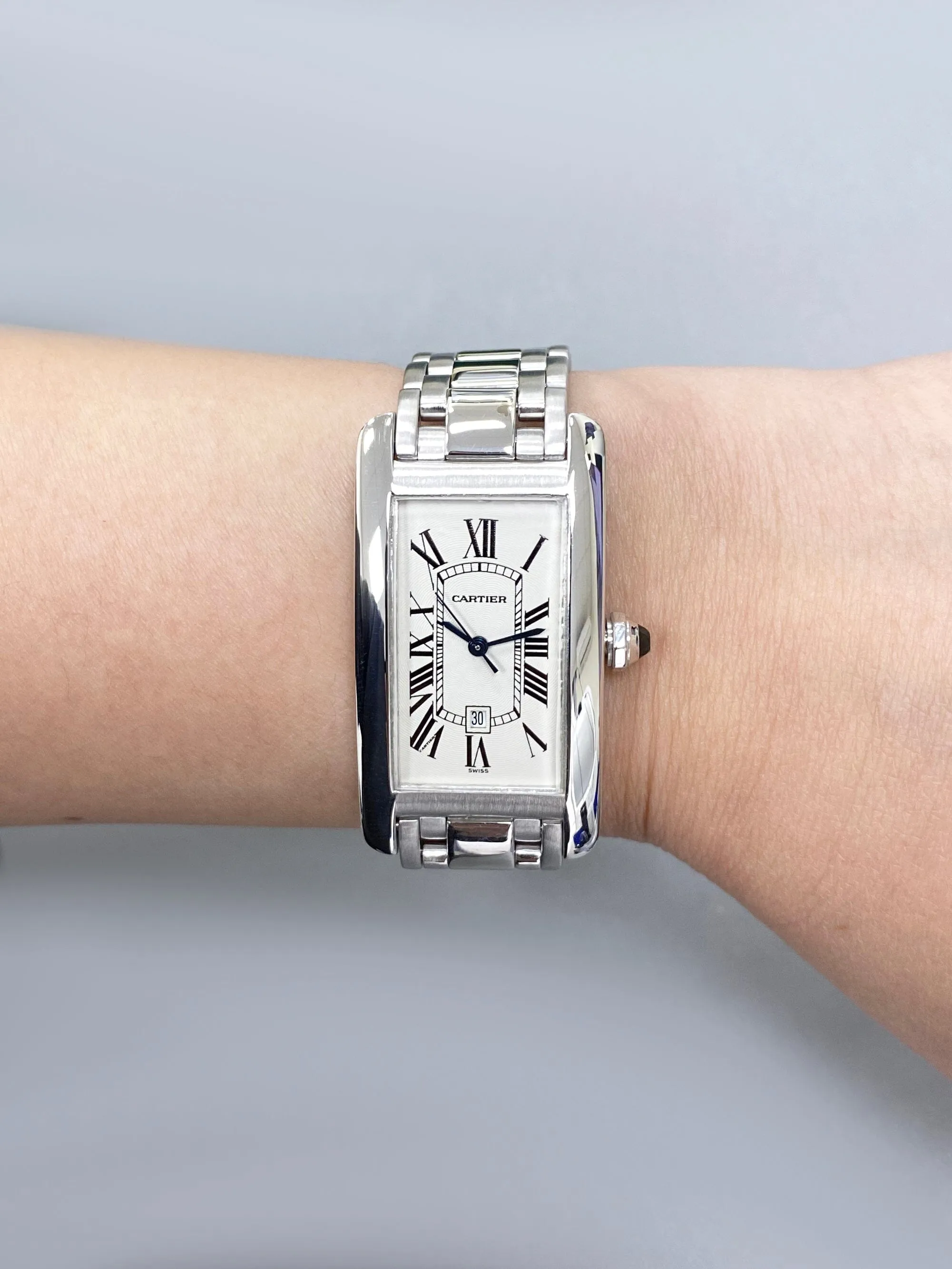 Cartier Tank Americaine W2603656 18K White Gold Automatic Watch