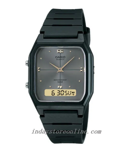 Casio Analog-Digital Unisex Watch AW-48HE-8AV Resin Band Resin Glass