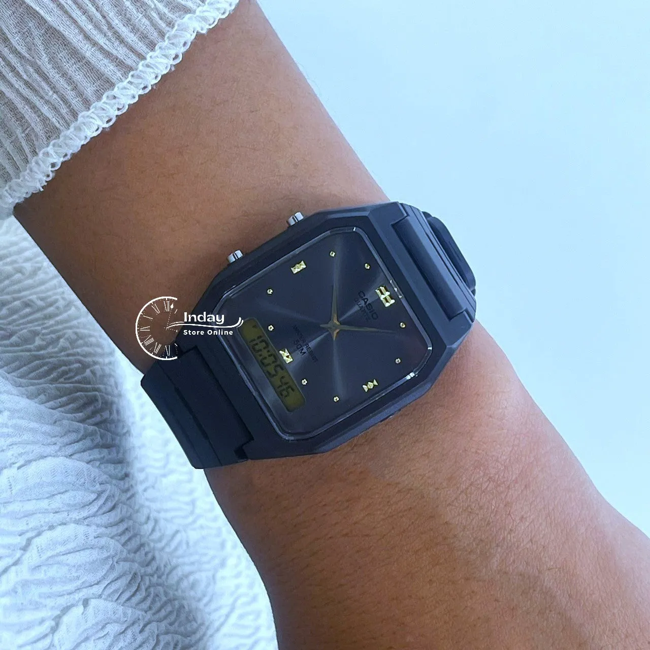 Casio Analog-Digital Unisex Watch AW-48HE-8AV Resin Band Resin Glass