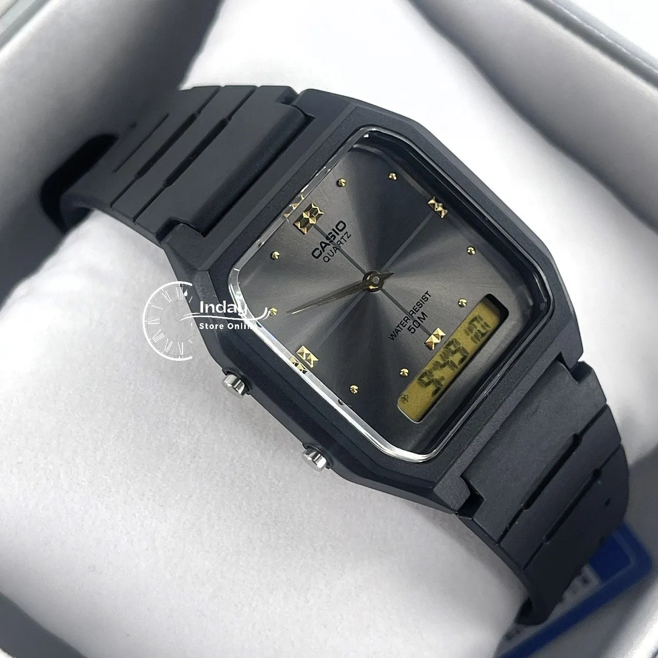Casio Analog-Digital Unisex Watch AW-48HE-8AV Resin Band Resin Glass