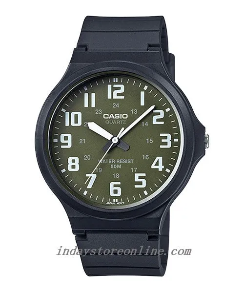 Casio Analog Men's Watch MW-240-3B Green Dial Black Resin Strap Watch