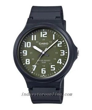 Casio Analog Men's Watch MW-240-3B Green Dial Black Resin Strap Watch